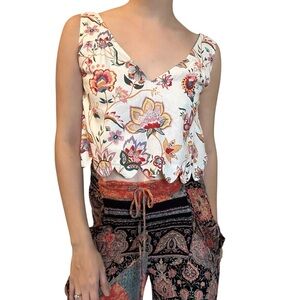 Mason’s Daughter Jacobean Scalloped Tank Top Linen Poplin Size Extra Small